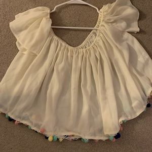 Vestique Off the Shoulder Pom Top- cream, size L